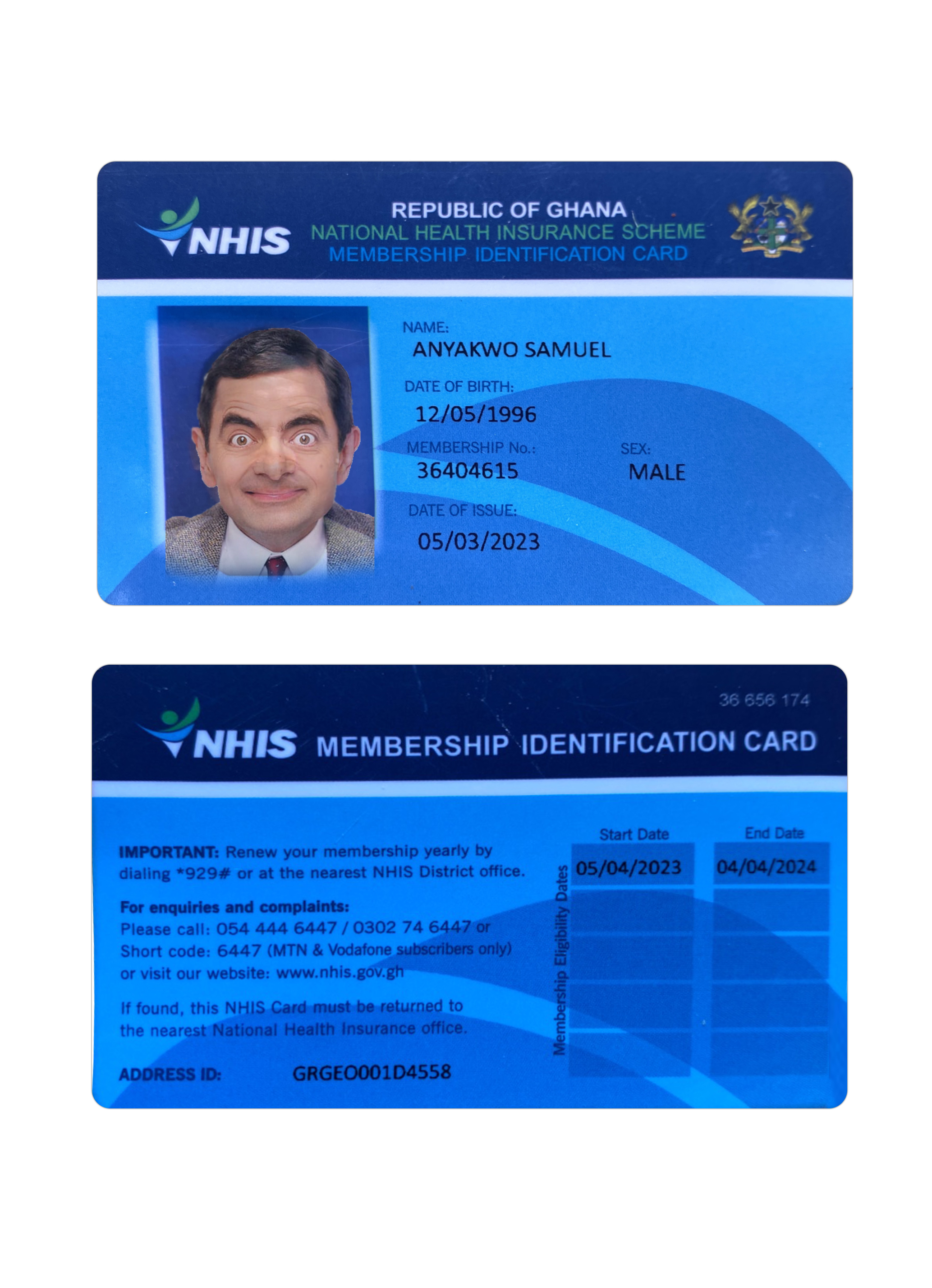Ghana health insurance ID card